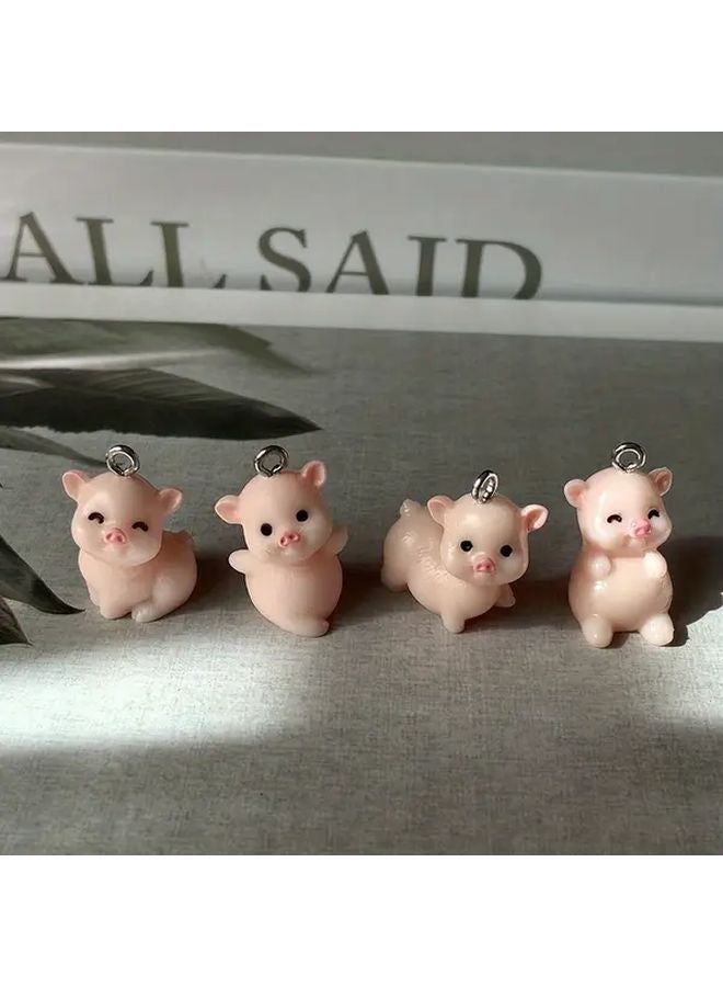 8pcs Assorted Realistic Pig Resin Charms For DIY Jewelry Making - Image 3